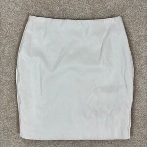 NVGTN Navi Womens White Faux Leather Mini Skirt‎ Size M Side Slit Bodycon Pencil